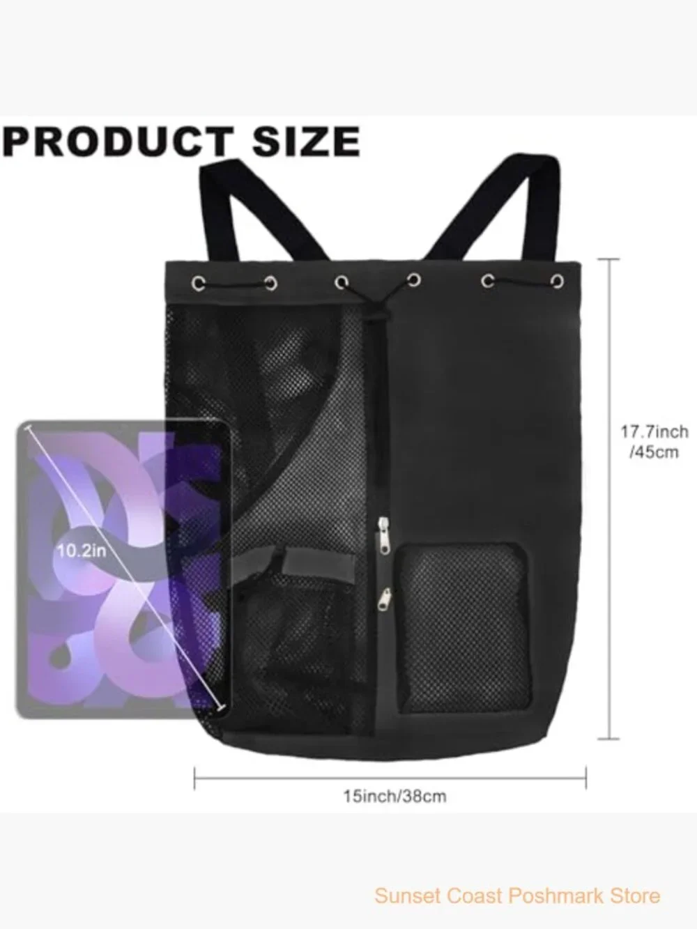 Mesh Drawstring Backpack with Wet Pocket Waterproof Swimming Bag